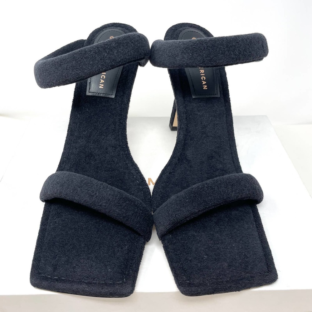 Good American Terry Square Toe Strappy Heeled Sandals In Black Size 11 New - Picture 9 of 14